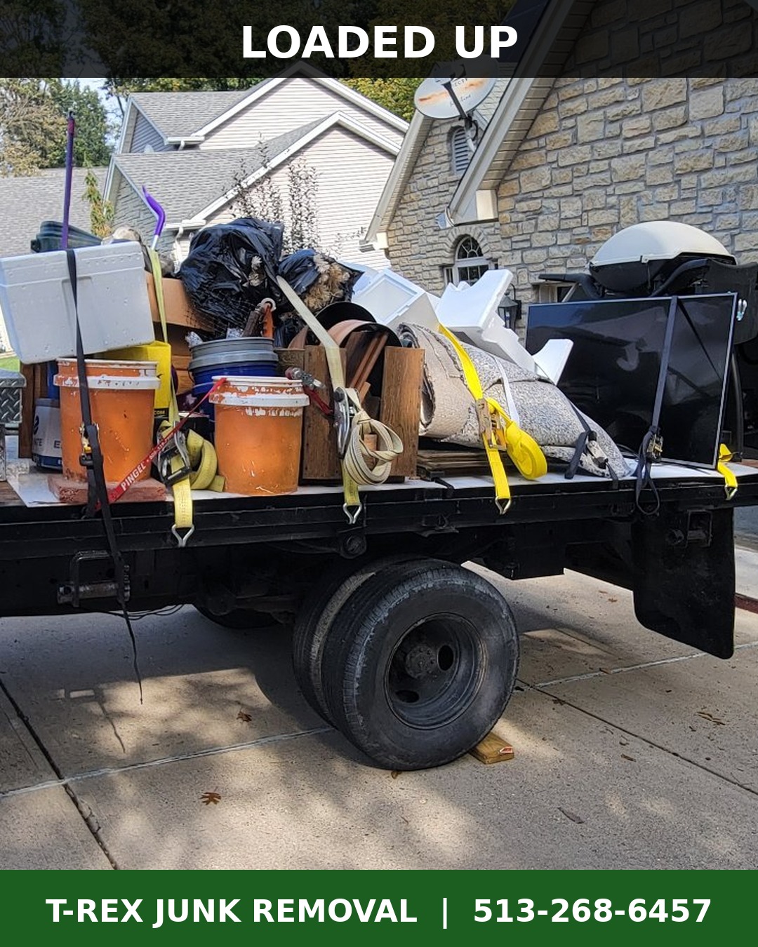 Truck loaded during a garage cleanout