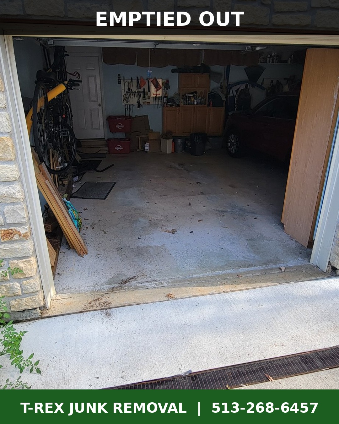 Emptied garage after a cleanout
